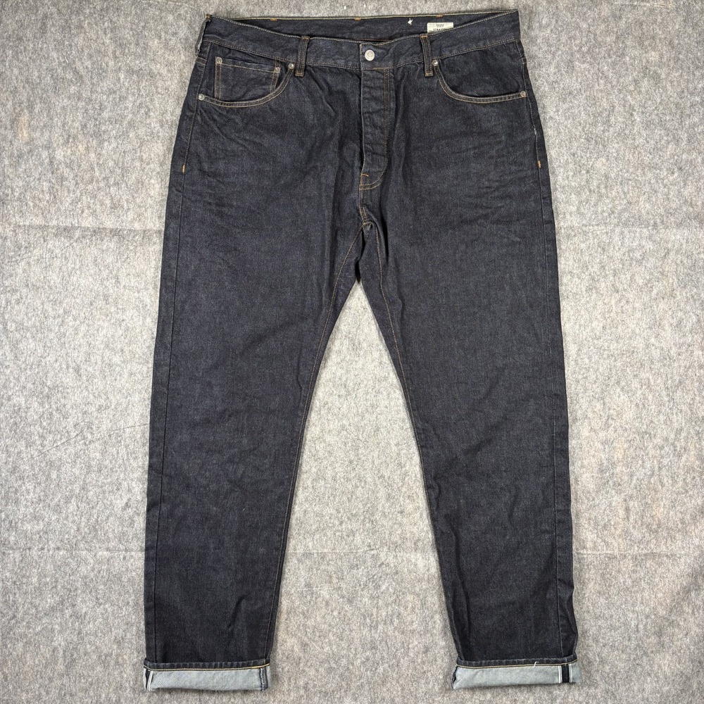 OOBE Brand Cabril Selvedge Denim Jeans Mens 40x32 Botton Fly Straight Dark Rinse